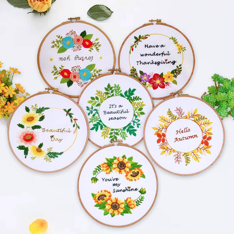 Words of Warmth Wreath Embroidery Kit Embroidery Kit CraftsPal