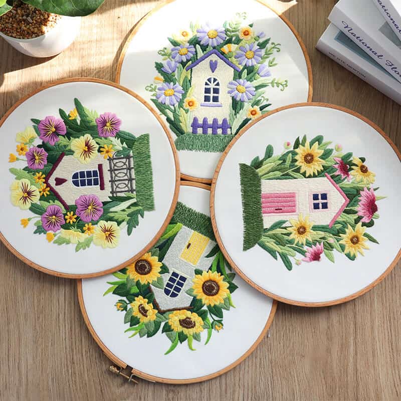 Home and Flowers Embroidery Kit Embroidery Kit CraftsPal