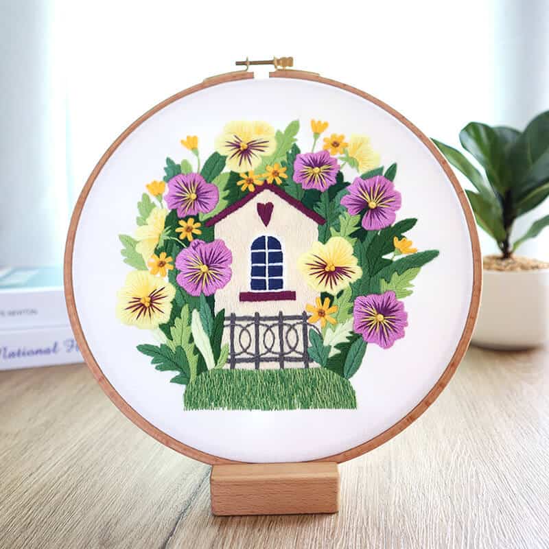 Home and Flowers Embroidery Kit Embroidery Kit CraftsPal